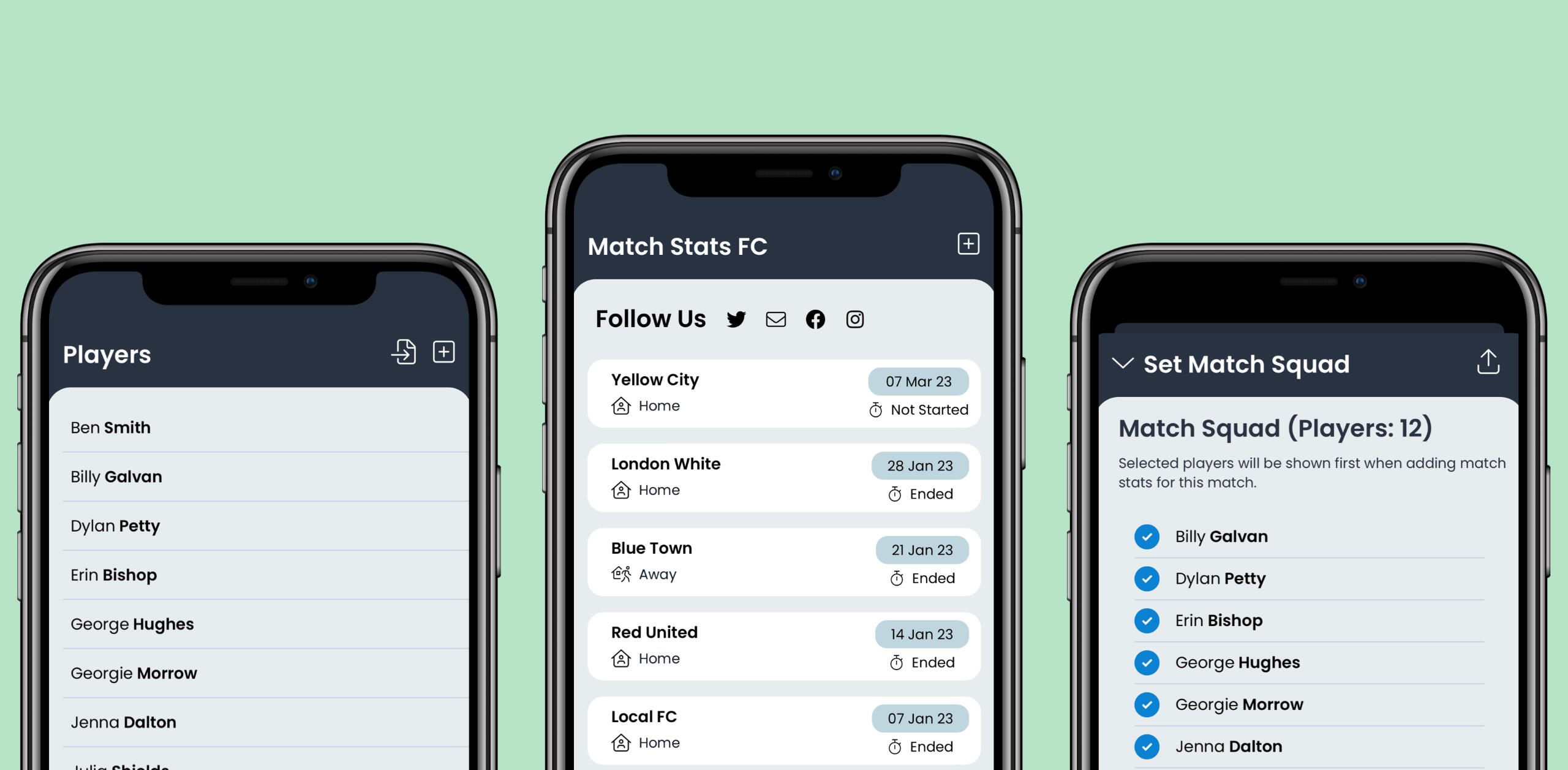 Set your match day squad for easy sharing